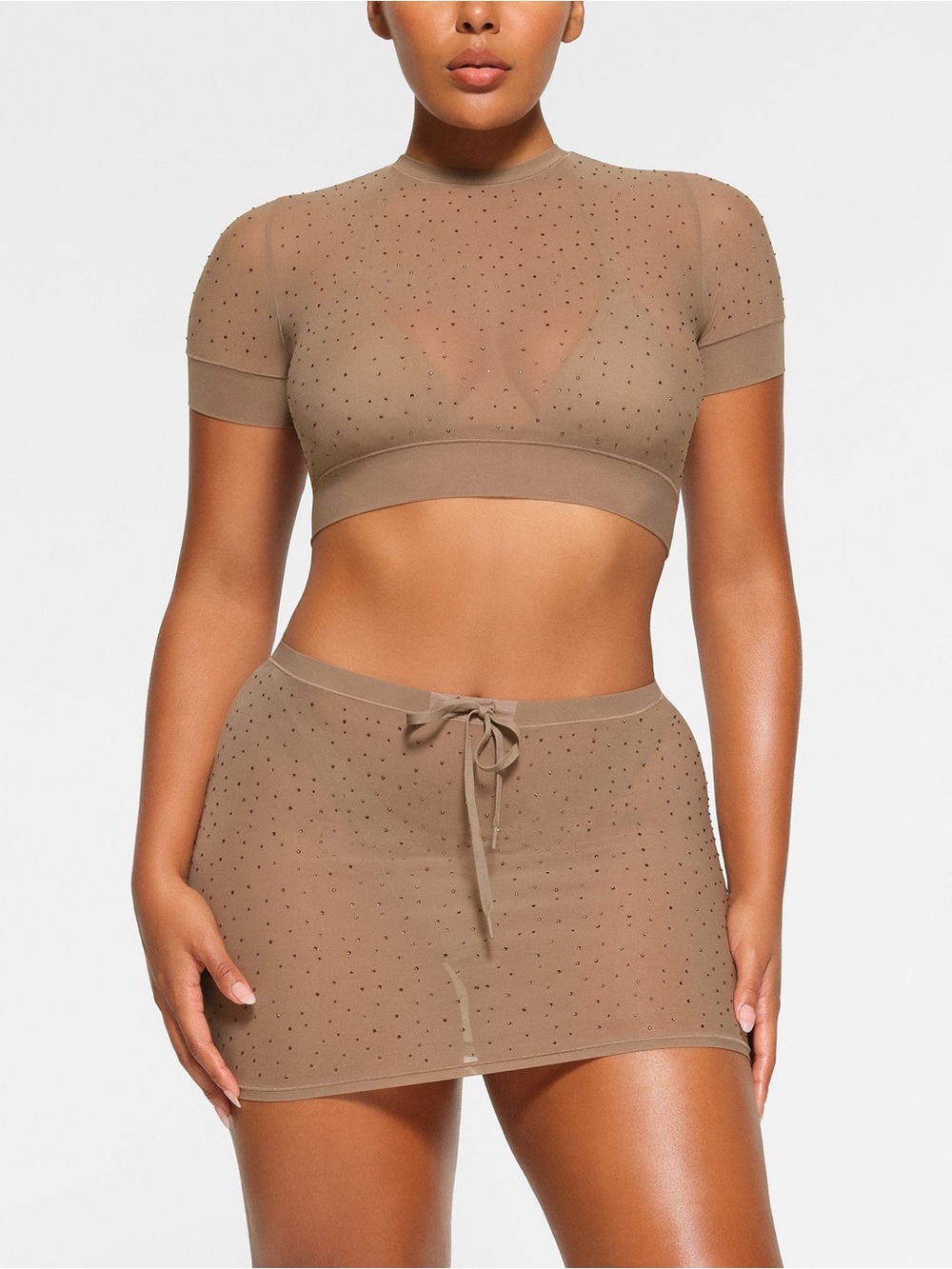 SKIMS Mesh Rhinestone Mini Skirt Coverup